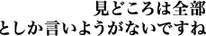 見どころは全部としか言いようがないですね